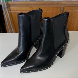 Charles by Charles David Dodger Black Stud-Trim Leather Ankle Boots - Women NWOB